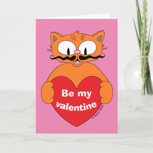 Carte de la Saint-Valentin mignonne Chat à la mous (Devant)