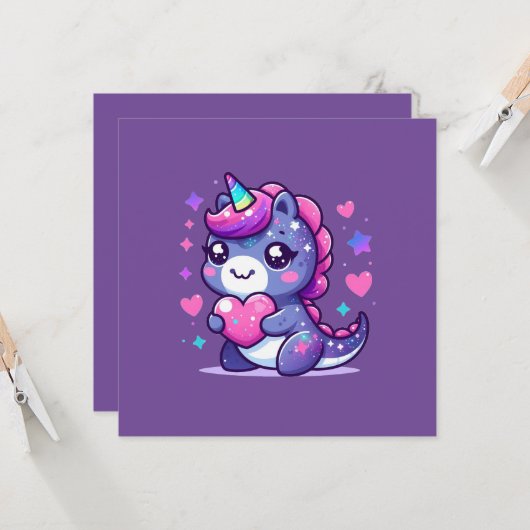 Carte de la Saint-Valentin Mignonne Kawaii (Devant/Arrière en situation)