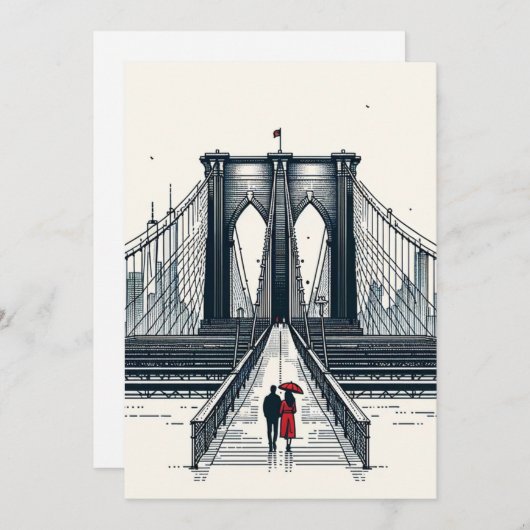 Carte de la Saint-Valentin Moderne Pont de Brookly (Devant / Derrière)