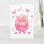 Carte de la Saint-Valentin Monstre rose mignon (Devant)