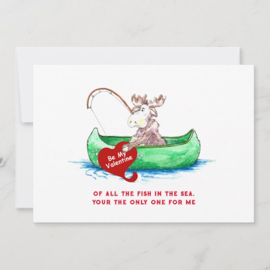 Carte de la Saint-Valentin Moose Pêche 5x7 (Devant)