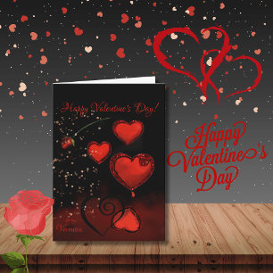 Carte de la Saint-Valentin 'Noir avec coeurs rouge