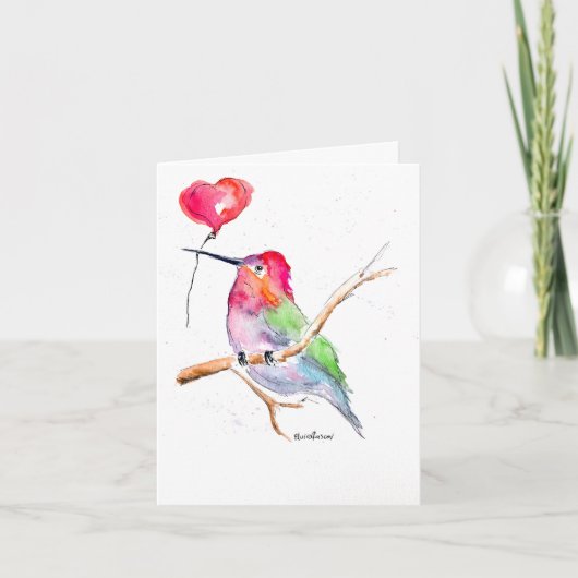 Carte de la Saint-Valentin "Oiseau-mouche amoureux (Devant)