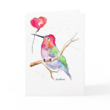 Carte de la Saint-Valentin "Oiseau-mouche amoureux
