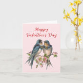 Carte de la Saint-Valentin Oiseaux Bleus Intérieur (Fleur jaune)