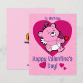 Carte de la Saint-Valentin Ourson Cupidon mignon (Devant / Derrière)