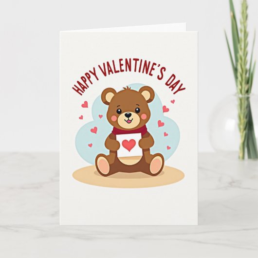 Carte de la Saint-Valentin Ourson Mignon (Devant)