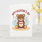 Carte de la Saint-Valentin Ourson Mignon (Fleur jaune)