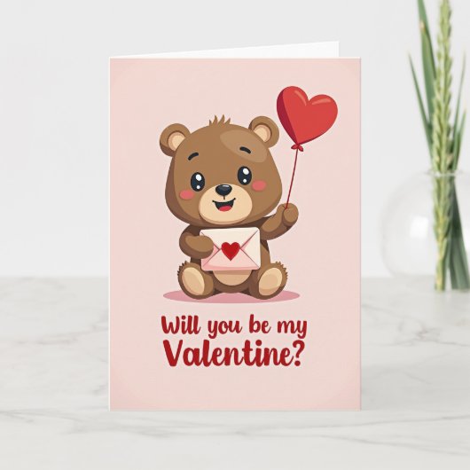 Carte de la Saint-Valentin Ourson Mignon (Devant)