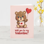 Carte de la Saint-Valentin Ourson Mignon (Fleur jaune)