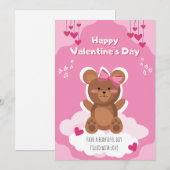 Carte de la Saint-Valentin Ourson Mignon pour Enfa (Devant / Derrière)