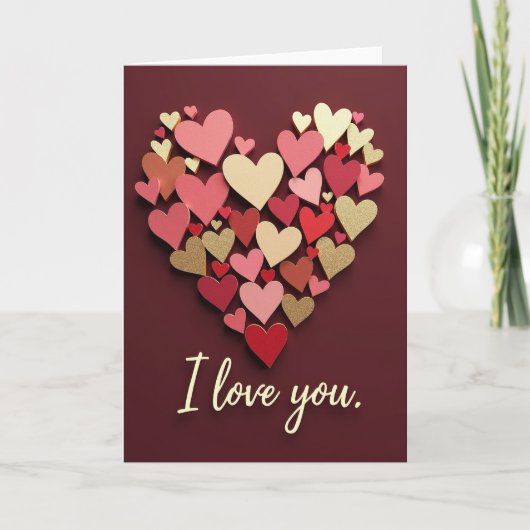Carte de la Saint-Valentin Pailletée en Forme de C (Devant)