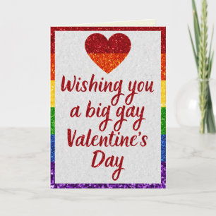 Carte de la Saint-Valentin pailletée Fierté LGBT B