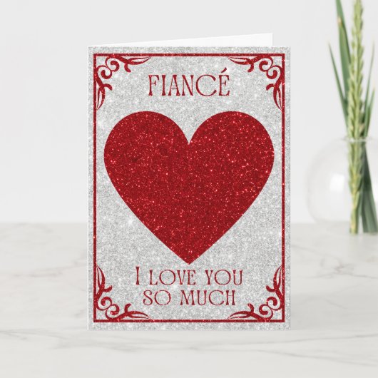 Carte de la Saint-Valentin pailletée pour fiancé (Devant)