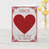 Carte de la Saint-Valentin pailletée pour fiancé (Fleur jaune)