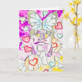 Carte de la Saint-Valentin papillon (Fleur jaune)