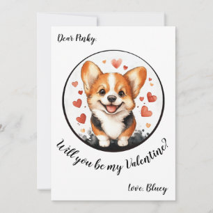 Carte de la Saint-Valentin personnalisable Corgi