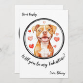 Carte de la Saint-Valentin personnalisable Pittbul (Devant / Derrière)