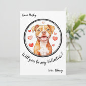 Carte de la Saint-Valentin personnalisable Pittbul (Debout devant)
