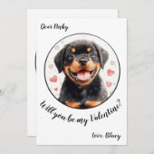 Carte de la Saint-Valentin personnalisable Rottwei (Devant / Derrière)