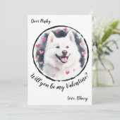 Carte de la Saint-Valentin personnalisable Samoyed (Debout devant)