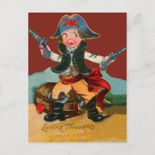 Carte de la Saint-Valentin Pirate Rétro Vintage