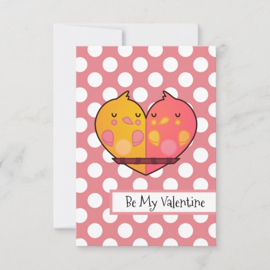 Carte de la Saint-Valentin plate avec oiseaux amou (Devant)