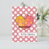 Carte de la Saint-Valentin plate avec oiseaux amou (Debout devant)