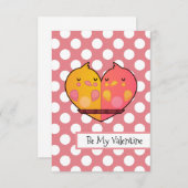 Carte de la Saint-Valentin plate avec oiseaux amou (Devant / Derrière)