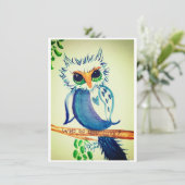 Carte de la Saint-Valentin plate, Hibou à l'aquare (Debout devant)