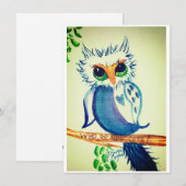 Carte de la Saint-Valentin plate, Hibou à l'aquare (Devant / Derrière)