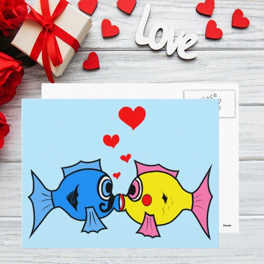 Carte de la Saint-Valentin Poisson qui s'embrassen