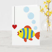 Carte de la Saint-Valentin Poisson Rayé Joyeux (Fleur jaune)