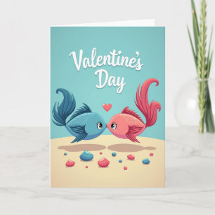 Carte de la Saint-Valentin Poisson Turquoise