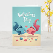 Carte de la Saint-Valentin Poisson Turquoise (Fleur jaune)