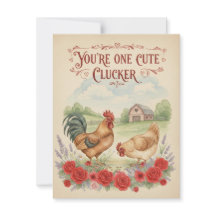 Carte de la Saint-Valentin Poulet Rétro Mignon