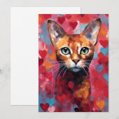 carte de la Saint-Valentin pour chat abyssin  (Devant / Derrière)