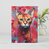 carte de la Saint-Valentin pour chat abyssin  (Debout devant)