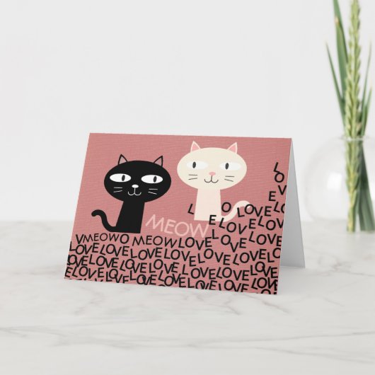 CARTE DE LA SAINT-VALENTIN POUR CHAT, AMOUR AU PRE (Devant)