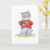 Carte de la Saint-Valentin pour chat d'amour grand (Fleur jaune)