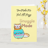 Carte de la Saint-Valentin pour chat en mode câlin (Fleur jaune)