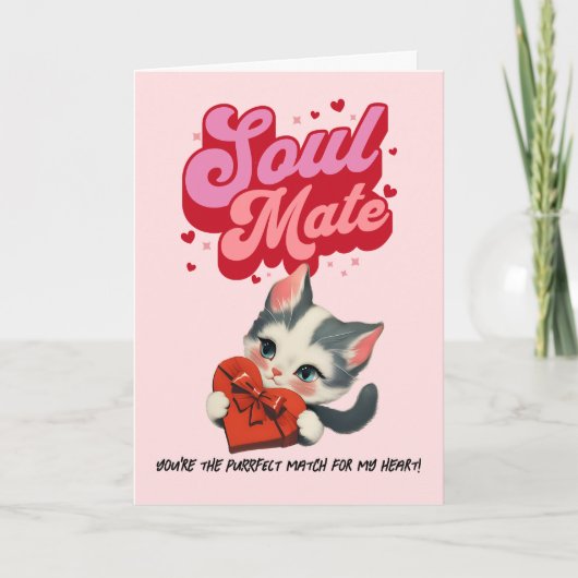 Carte de la Saint-Valentin pour chat vintage (Devant)
