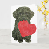 Carte de la Saint-Valentin pour chiots (Fleur jaune)