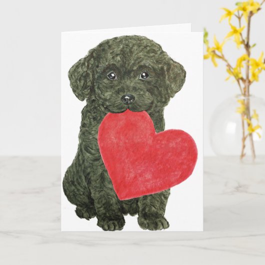 Carte de la Saint-Valentin pour chiots (Fleur jaune)