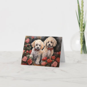 Carte de la Saint-Valentin pour chiots Caniches
