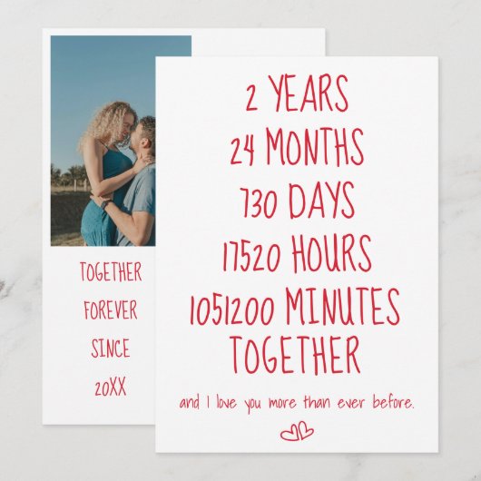 Carte de la Saint-Valentin pour couple marquant un (Devant / Derrière)