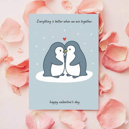 Carte de la Saint-Valentin pour couples de manchot
