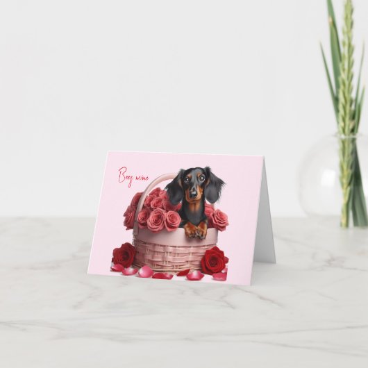 Carte de la Saint-Valentin pour Dachshund à poils (Devant)