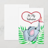 Carte de la Saint-Valentin pour enfant Éléphant bé (Devant / Derrière)