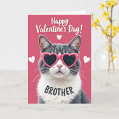 Carte de la Saint-Valentin pour frère avec chat (Fleur jaune)